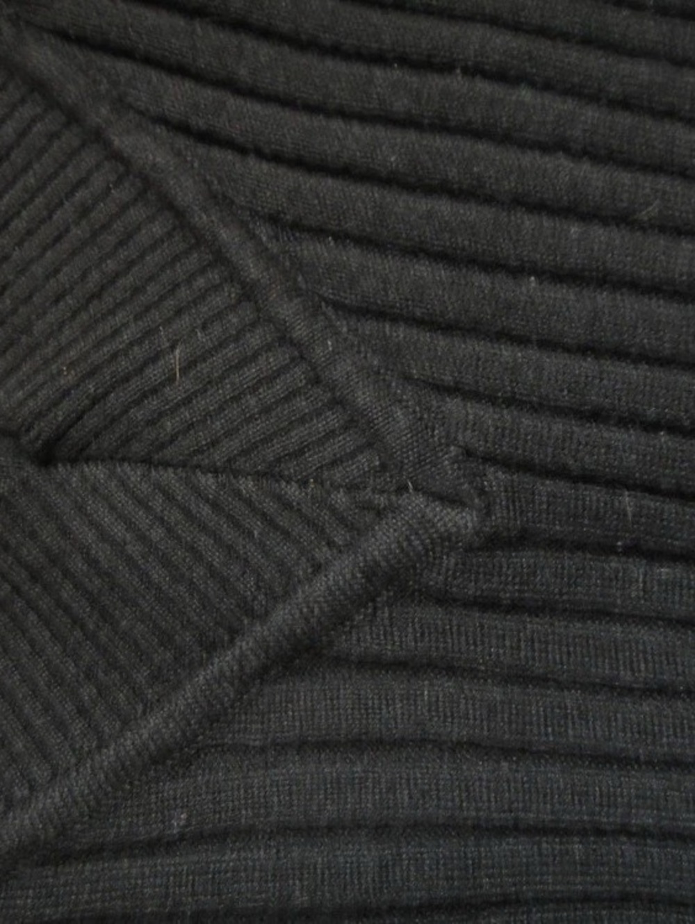 Black Ribbed V-Neck Sweater - Picture 3 of 4